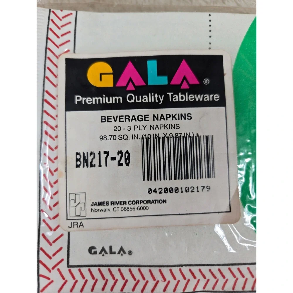 Vintage‎ Gala Baseball Field Beverage Napkins 20 Count 3-Ply Retro Sports
